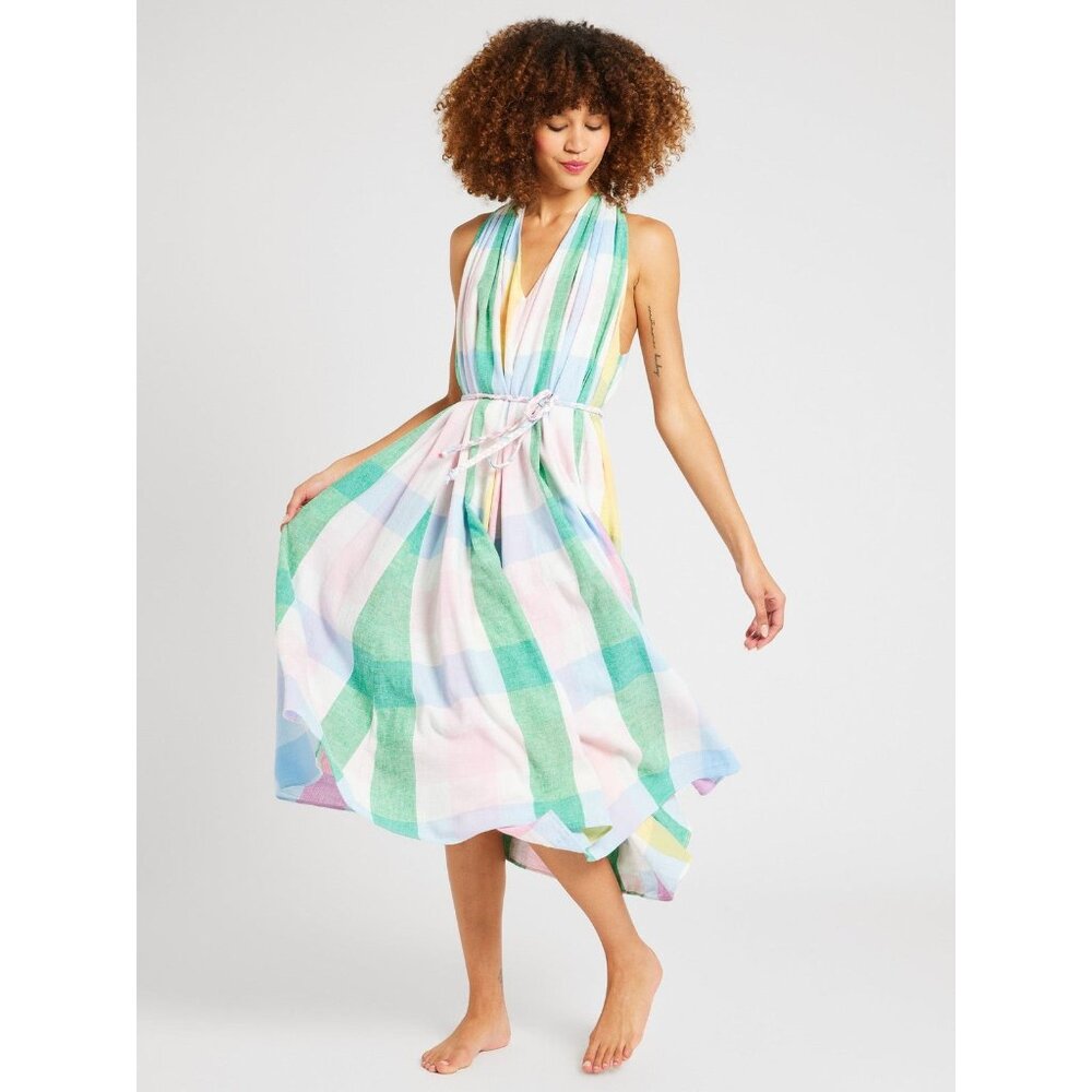 MILLE MARILYN DRESS IN PASTEL PLAID SIZE XS